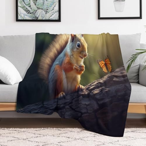 Couverture plaid écureuil flanelle molleton chaud couverture lit 100x130