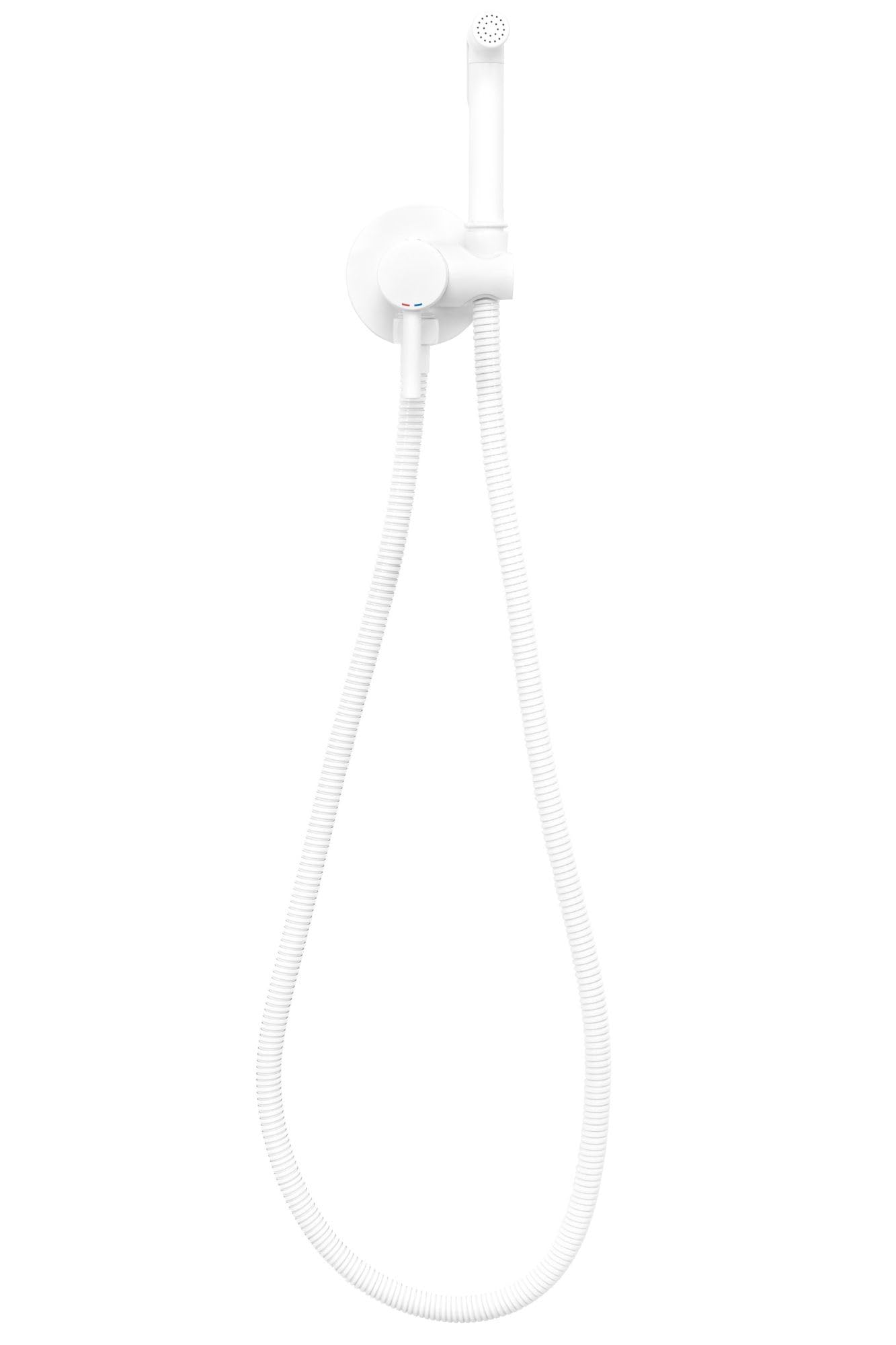 Rea - Lungo Loop Bianco Rubinetto Bidet Da Incasso Doccetta A Parete In Ottone Miscelatore Acqua Calda E Fredda Con Doccetta Per Wc Wc (Bianco) 9x7x19cm