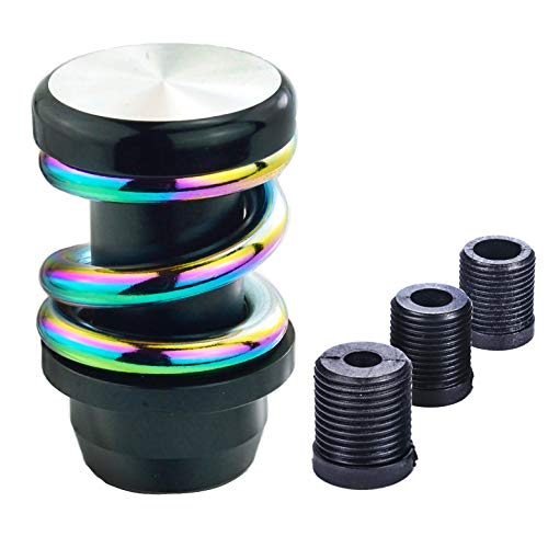 Arenbel 3" Weighted Polished Aluminum Car Gear Stick Shifter Knob Spring Style Shift Lever Short Handle Fit Most Manual Automatic Vehicles, Black Colorful #TOP4