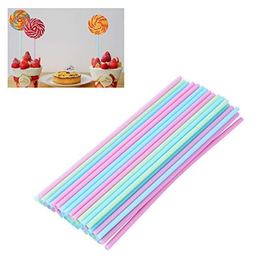 BESTONZON Cake Pop Sticks plast Lolli pinnar återanvändbara handtag för tårta pop 15 cm 60 stycken (blå, rosa, grön)