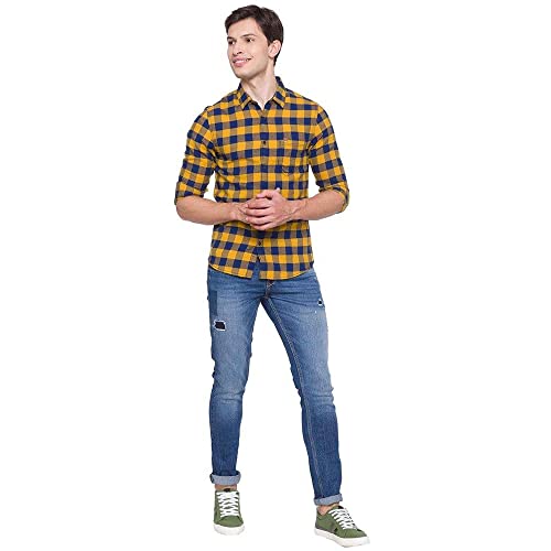 Image of Spykar Men's Checkered Slim Fit Shirt