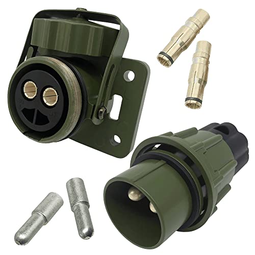 2 polige NATO Steckdose mit Stecker + 4X Kontaktstecker 35mm² 12V/24V Bundeswehr LKW