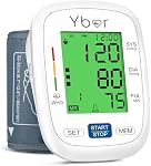 Ybor Blood Pressure Monitor for Home Use, Digital Upper Arm Blood Pressure Machine with 2x99 Memory Large Backlit Screen Display,Automatic Bp Machine Monitor with Large Cuff 22-44cm-White