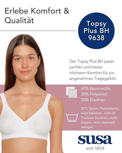 Susa Baumwoll BH Damen ohne Bügel Topsy Plus I weiß I 95E – Ansicht 5