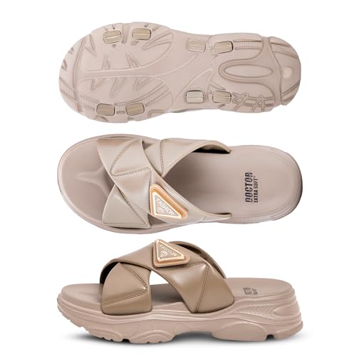 Image of DOCTOR EXTRA SOFT Women's Fashionable Buckle Sliders /Slippers with Cushion FootBed for Adult | Comfortable & Light Weight| Stylish & Anti-Skid| Waterproof & Everyday Flip Flops for Ladies Girls D-521