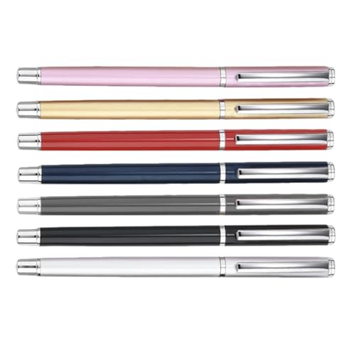 Healvian Bolígrafos de Gel 05 MM Set de 7 Bolígrafos Metálicos de Tinta Negra y Coloridos Escritura Suave para Oficina Escuela y Obsequio Práctico