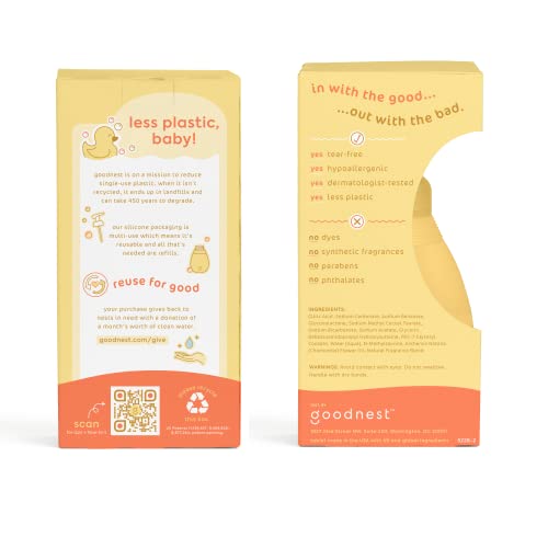 Goodnest Baby Bath Kit, Soothing Chamomile, 3-In-1 Refillable Baby Shampoo, Wash, And Foaming Bath Soak, Tear-Free, Hypoallergenic For Sensitive Baby Skin, & (2) Refills- Bundle #TOP3