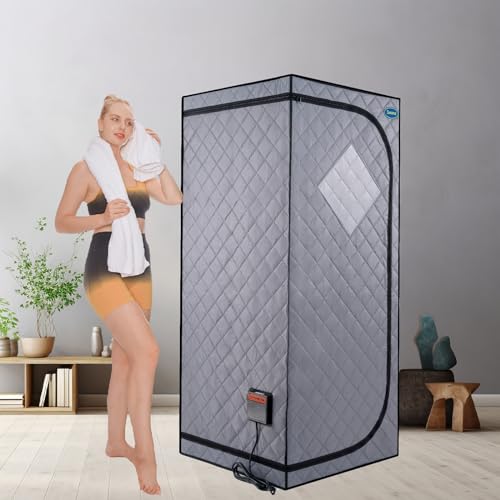 Kissybride Full Size Portable Infrared Sauna Tent, Personal Sauna Home Spa, with Infrared Panels, Heating Foot Pad, Controller, Foldable Chair,Reading Light