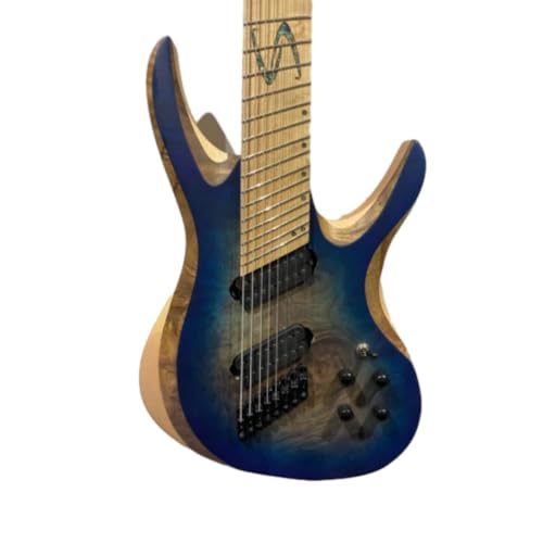 Trastes abanicos hechos a mano de 8 cuerdas para guitarra, cuerpo de fresno, pastillas Alnico V, 24 trastes para principiantes, intermedios y profesionales