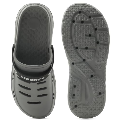 Image of Liberty A-HA BEACHRIDEM Clogs for Men - Black & Grey EVA Slip-On Casual Clogs | Soft Moulded Footbed, Lightweight Everyday Footwear for Home, Casual, Errands, Daily, Outdoor & Relaxed Wear