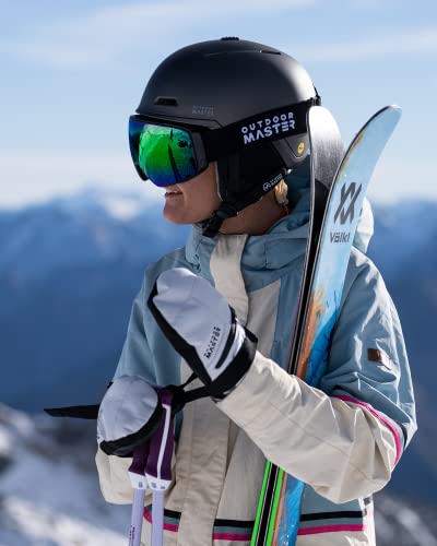 Outdoormaster Ski Goggles Horizon - Snowboard Goggles With Ultra View, Frameless, Interchangeable Magnetic Lens Snow Goggles For Men & Women - Blackframe Revo Green Lens #TOP6