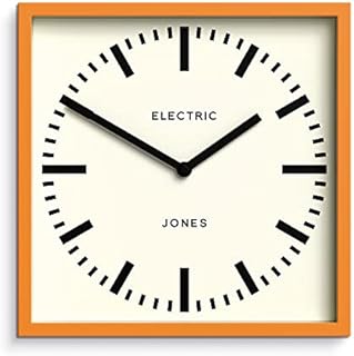 Jones Clocks® Box Railway Dial Wall Clock - Square Clock - Station Clock - Kitchen Clock - Office Clock - Retro Clock - Designer Clock - Colourful Case - Station Dial