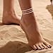 Feskive Ankle Bracelets for Women 14K Real Gold Silver Plated Ankle Bracelets Waterproof Heart Beads Rope Satellite Anklets Set Adjustable Layered Anklet Bracelets No Tarnish Summer Beach Jewelry Gift