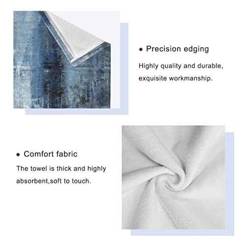 Matekuli Abstract Bath Towels Set Vintage Navy Blue Grey Modern Art Painting 3 Piece Bathroom Towel Set(1 Luxury Bath Towel 1 Hand Towel 1 Washcloth) Soft Absorbent Decorative Kitchen Shower Towel #TOP3
