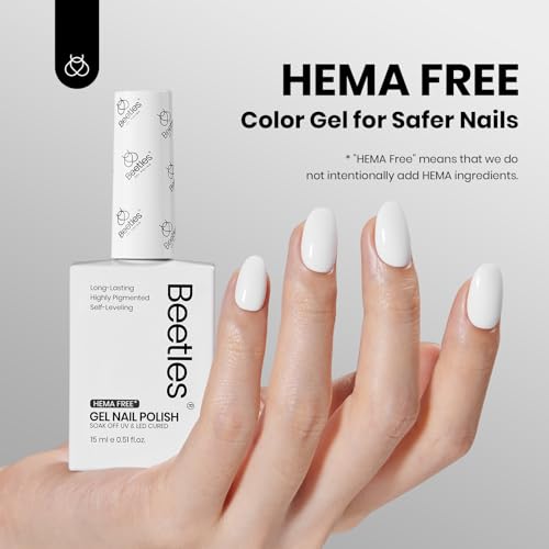 Image of Beetles White Gel Polish - Hema-Free French Gel Nail Polish High Gloss Colors Soak Off Pure White Rhythm Nail Polish Nail Art Manicure Salon White Color Bottle