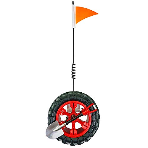 Image of CB Miniature Spare Tire Flag Shovel Creative Off-Road Mini Rigs Build For Car Automotive Styling, Body Shop Decoration, Red Wheel-Safety Flag