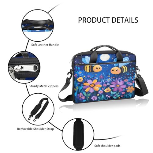 Maletín para laptop 15 pulgadas diseño con abejas y flores miniatura 4