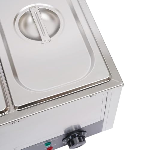Elektrisch Speisewärmer, 850W 220V Wärmebehälter Edelstahl Warmhalteplatte Buffetwärme 3 * 7L Edelstahl Speisewärmer mit Deckel & Ablaufhahn & Intelligentes Bedienfeld für Catering, Buffet und Party – Bild 7