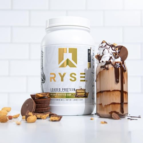 Image of RYSE Loaded Protein Powder - Peanut Butter Cup - 25g Whey Protein Isolate & Concentrate with Prebiotic Fiber & MCTs - Low Carb, Low Sugar, Digestive-Friendly - 54 Servings / 4 lb Tub