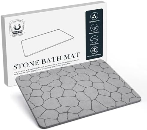 Stone Bath Mat, 23.6" x 15.4" Super Absorbent Bath Mats for Bathroom ...