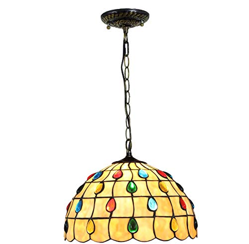 YNIYUJKL Tiffany-Style Pendant Light, 12-Inch Stained Glass Phoenix Tail Bead Ceiling Hanging Lamp, Used In The Entrance Balcony Cafe Chandelier Lighting