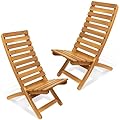 Melino Acacia Wooden Folding Adirondack Chair Set of 2 - Portable Fully Assembled FSC Certified Solid Wood Outdoor Furniture Lounge Chairs for Fire Pits, Decks, Patios, Lawn, Garden, Porch, Pool Deck