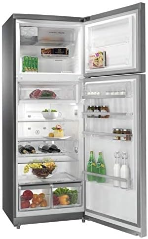 Whirlpool TTNF9322OX Refrigerator with doors open, showing food items stored inside