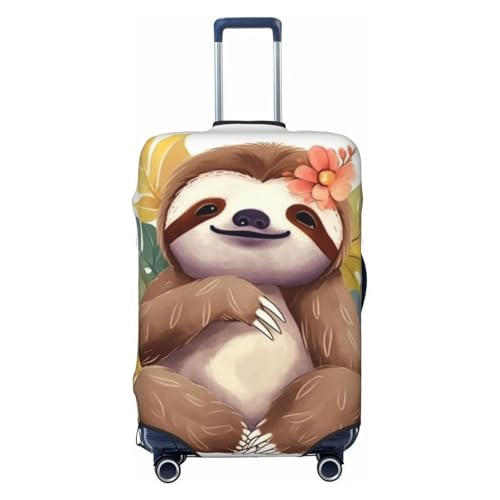 Travel Luggage Protector Cover Cute sloth Leaves Suitcase Covers for Luggage Fashion Washable Elastic Luggages Cover Protector Scratch Resistant Travel Essentials Suitcase Cover Fits 18-32 Inch