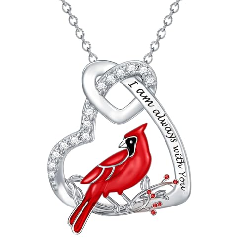 Cardinal Necklace for Women Sterling Silver Red Cardinal Pendant Memorial Cardinals Appear When Angels Are Near Cute Bird Jewelry Gifts