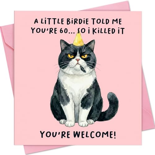 Hierein Funny 60th Birthday Card for Women Blank Inside Gift Card for Her