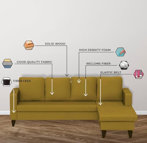 Image of The MM Furniture store Premium Fabric Sofa - Dirty Gold (6 Seater - RHS)