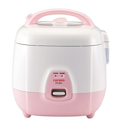 Cuckoo CR-0631 6 Cup Basic Electric Rice Cooker in pink and white