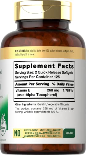 Carlyle CL19733 Vitamin E 400 Iu Softgels | 250 Count | Naturally Sourced thumb #1