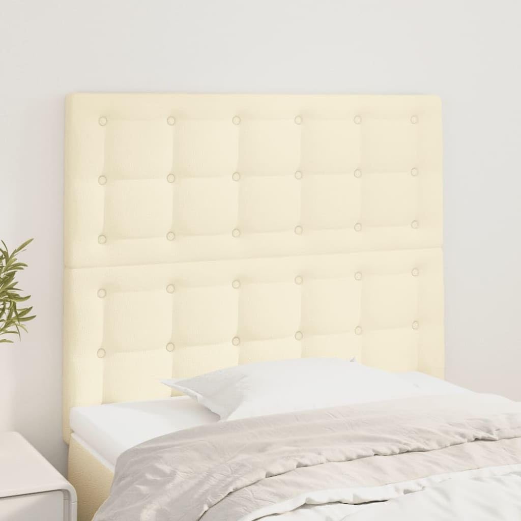 Tête de lit en similicuir crème, 90 x 5 x 118-128 cm, hauteur réglable, avec pieds en bois pour cadre de lit, coussin mural, coussin autocollant pour chambre à coucher, chambre à coucher