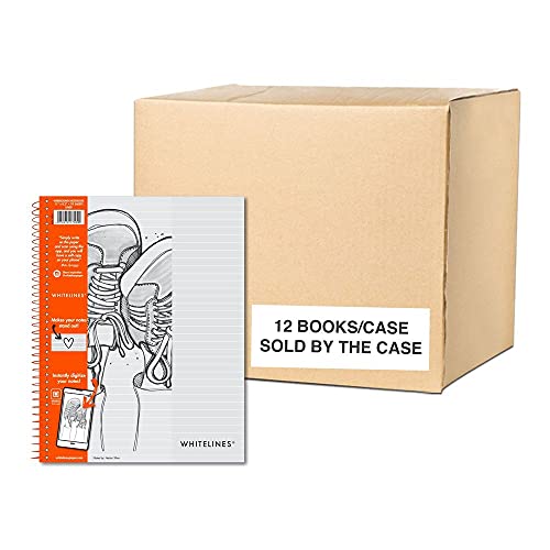ROARING SPRING Case of 12 Whitelines Notebooks, Grey Lined Paper, 11"x8.5", 70 sheets 2-Sided, Background Disappears When You Scan the Page With Whitelines Free App, (17000cs2)