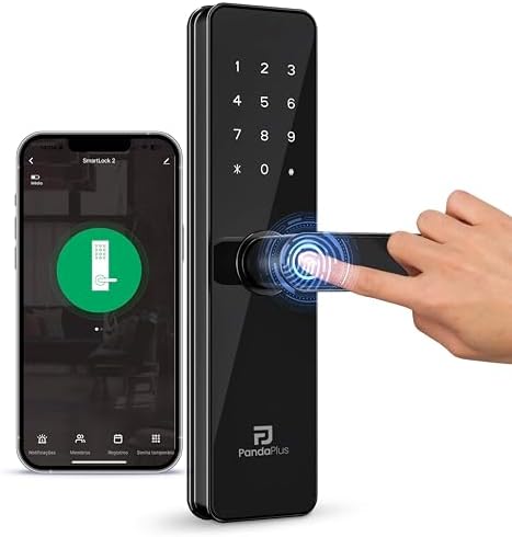 Fechadura Digital Biométrica Wifi Inteligente AMG-F01 Alumínio Pr...