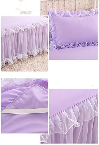 Drap housse jupe de lit 180x200cm polyester violet drap de lit protecteur - 3