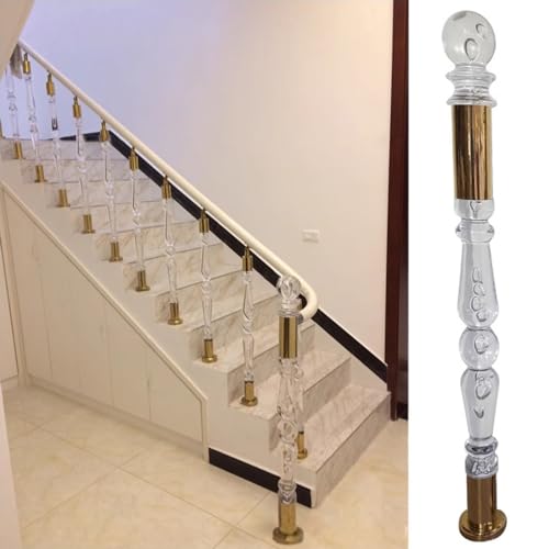 Rampe d'escalier lumineuse avec balustres en acrylique transparent de 125cm