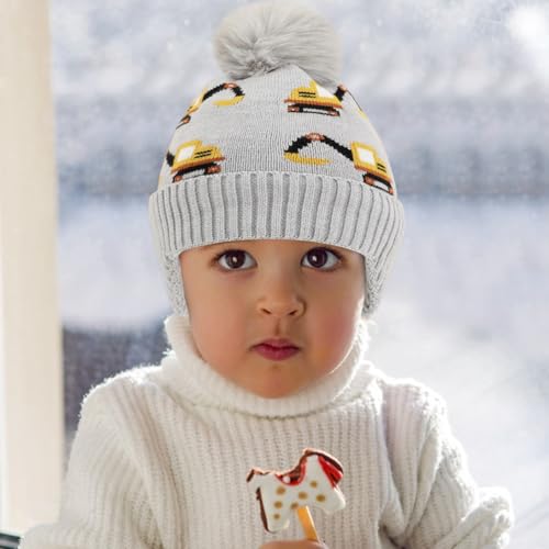 Kids Beanie with Ear Flaps for Boys Girls Pom-pom Knit Hats Warm Fleece Lining Winter Outdoor Skull Snow Ski Cap4
