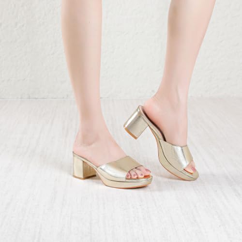 Image of RIBONGZ Block Heels Prom Heeled Sandals for Women Chunky Square Open Toe Strappy High Heels Ankle Strap Wedding Bridal Shoes High Heel Sandals for Party Dress