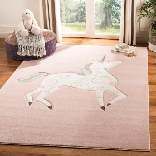 SAFAVIEH Carousel Kids Collection Accent Rug - 4' x 6', Pink & Iv...