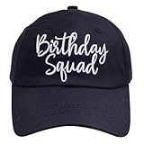 Birthday Party Hats Funny Birthday Squad Embroidery Adjustable Black Baseball Cap for Women