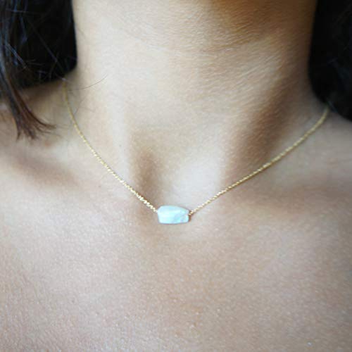 Genuine Moonstone Necklace for Women Raw Natural Moonstone Crystal Delicate Necklace June Birthstone Delicate Gemstone Amazon Handmade Necklace