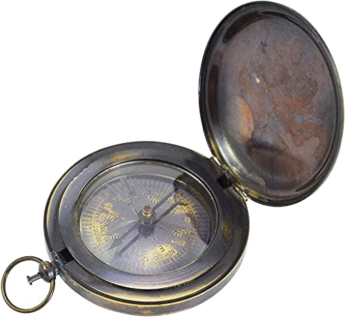 Brújula de bolsillo de latón antiguo 2.5" para navegación y camping miniatura 1