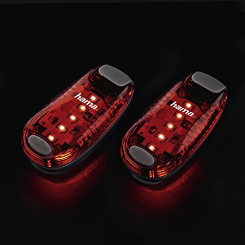 Hama LED-Sicherheitslicht 2er Set (Dauerlicht inkl. Batterie, Blinklicht ideal für Jogger, Schulkinder, Radfahrer) rot