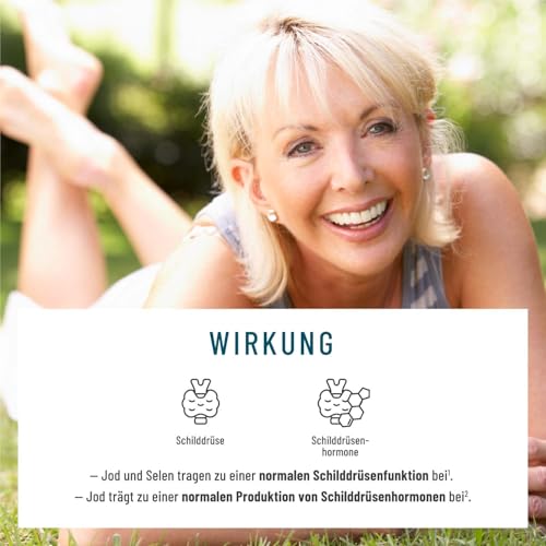 NATURTREU® Jod Selen Komplex Kapseln - 150µg Jod aus Braunalgen (Kelp Extrakt) mit Selen und Thymian...