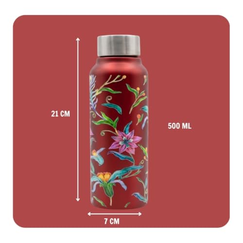 Image of VOIK Printed Stainless Steel Water Bottles for Kids, Office, Sports & Travel (750 ML) (Floral-Screw)