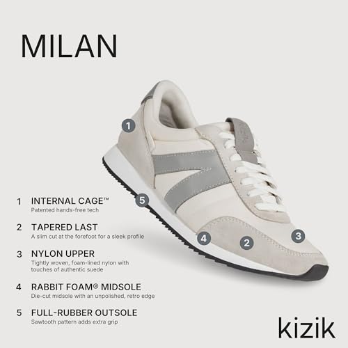 Image of Kizik Slip On Sneakers: Milan - Comfortable, Retro Nylon & Suede, Mens & Womens Walking Shoes with Arch Support, Hands Free Convenience, Wear All-Day