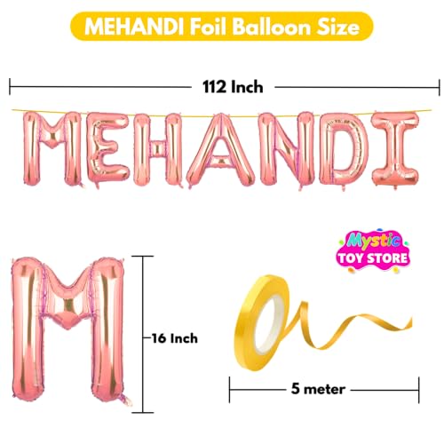 Image of Mehandi Banner Rose Gold for Wedding Home Boys Girls Men Women Foil Balloon Decoration Decor Celebration Rose Golden