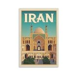  Poster de voyage vintage Iran - Peinture décorative sur toile - Impression d\'art moderne pour chambre à coucher - 50 x 75 cm